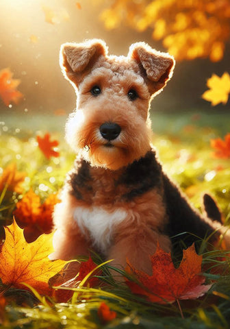 Welsh Terrier - Best of Breed DCR Falling Leaves Outdoor Flag