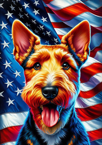 Welsh Terrier - Best of Breed DCR Patriotic III   Outdoor House and Garden Flag