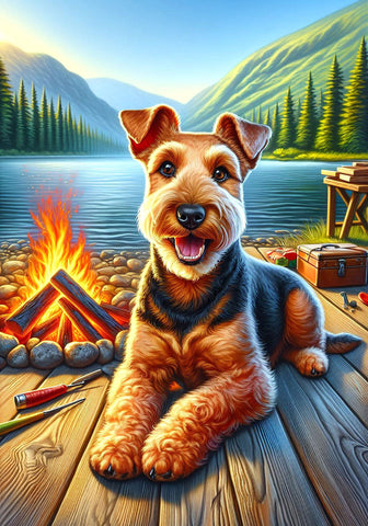 Welsh Terrier - Best of Breed DCR Summer Camping   Outdoor House and Garden Flag