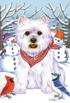 Westie- Best of Breed Tomoyo Pitcher Winter Snowman Garden Flag 12" x 17"