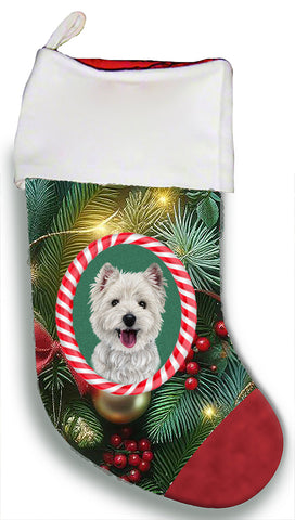 Westie - Best of Breed  Christmas Stocking 13.5"  Red Gaming Cloth with Red Lining ,Plush White Cuff