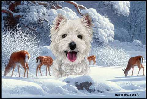 Westie - Best of Breed Winter Wonderland Floor Mat Tufted Loop 18" x 27"