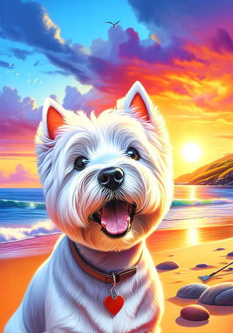 Westie -  Best of Breed DCR Summer Sunset Outdoor House and Garden Flag