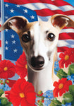 Whippet Fawn/White- Best of Breed  Patriotic I All-American Outdoor House and Garden Flag