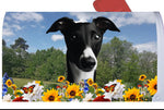 Whippet Black/White- Best of Breed Summer Flowers Mailbox Cover Hi-Grade Vinyl 6" x 19"