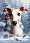 Whippet Fawn/White- Best of Breed  Winter Wonderland Outdoor House and Garden Flag