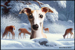 Whippet Fawn/White- Best of Breed Winter Wonderland Floor Mat Tufted Loop 18" x 27"