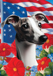 Whippet Grey/White- Best of Breed  Patriotic I All-American Outdoor House and Garden Flag