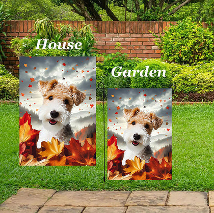 Wire Fox Terrier - Best of Breed  Fall Leaves Outdoor House and Garden Flag
