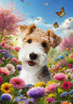 Wire Fox Terrier - Best of Breed  Spring Butterflies Outdoor House and Garden Flag