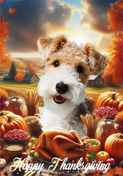 Wire Fox Terrier - Best of Breed  Thanksgiving Outdoor House and Garden Flag