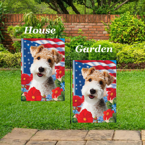 Wire Fox Terrier - Best of Breed  Patriotic I All-American Outdoor House and Garden Flag