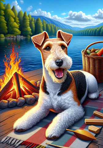 Wire Fox Terrier -  Best of Breed DCR Summer Camping   Outdoor House and Garden Flag