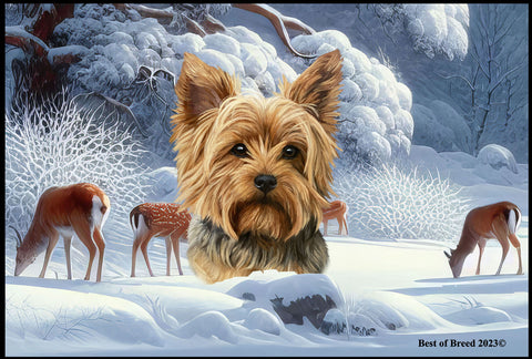 Yorkie Puppy Cut - Best of Breed Winter Wonderland Floor Mat Tufted Loop 18" x 27"