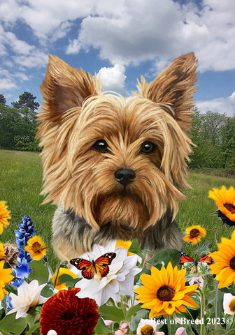 Yorkie Puppy Cut - Best of Breed  Summer Fields Outdoor House and Garden Flag