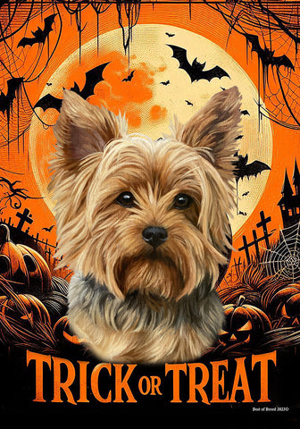 Yorkie Puppy Cut - Best of Breed  Halloween Outdoor House and Garden Flag