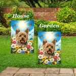 Yorkie Puppy Cut - Best of Breed  Summer Butterflies Outdoor House and Garden Flag