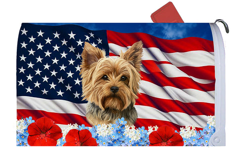 Yorkie Puppy Cut - Best of Breed Patriotic Mailbox Cover Hi-Grade Vinyl 6" x 19"