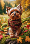 Yorkie Puppy Cut - Best of Breed DCR Falling Leaves Outdoor Flag