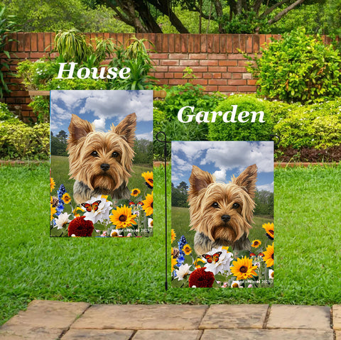 Yorkie Puppy Cut - Best of Breed  Summer Fields Outdoor House and Garden Flag