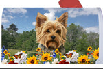 Yorkie Puppy Cut - Best of Breed Summer Flowers Mailbox Cover Hi-Grade Vinyl 6" x 19"