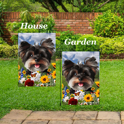 Yorkiepoo Black- Best of Breed  Summer Fields Outdoor House and Garden Flag