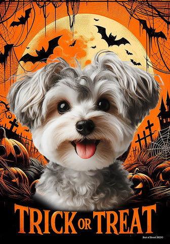 Yorkiepoo Silver -  Best of Breed  Halloween Outdoor House and Garden Flag