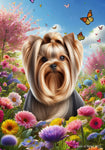 Yorkie Show Cut - Best of Breed  Spring Butterflies Outdoor House and Garden Flag