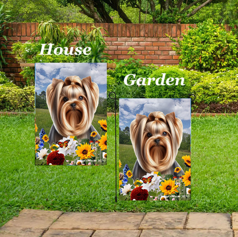 Yorkie Show Cut - Best of Breed  Summer Fields Outdoor House and Garden Flag