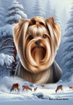 Yorkie Show Cut - Best of Breed  Winter Wonderland Outdoor House and Garden Flag