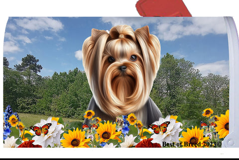 Yorkie Show Cut - Best of Breed Summer Flowers Mailbox Cover Hi-Grade Vinyl 6" x 19"