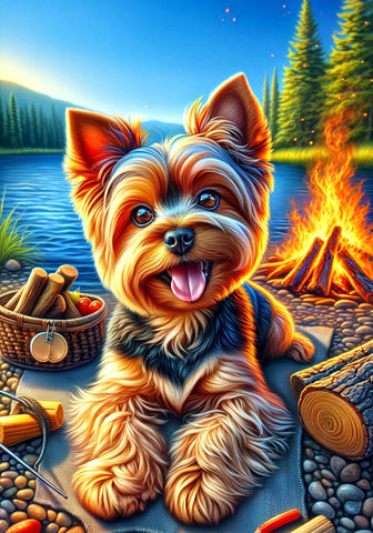 Yorkie Puppy Cut - Best of Breed DCR Summer Camping   Outdoor House and Garden Flag