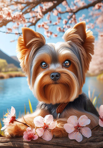 Yorkie Puppy Cut - Best of Breed DCR Spring Outdoor Flag