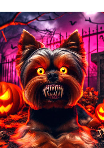 Yorkie Puppy Cut - Best of Breed DCR Halloween Outdoor House and Garden Flag