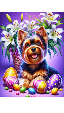 Yorkie Puppy Cut - Best of Breed DCR Easter Holiday    Outdoor House and Garden Flag