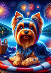 Yorkie Puppy Cut - Best of Breed DCR July 4 Outdoor Flag