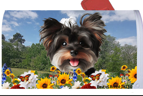 Yorkiepoo Black- Best of Breed Summer Flowers Mailbox Cover Hi-Grade Vinyl 6" x 19"