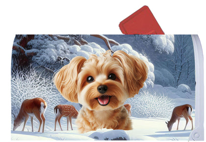 Yorkiepoo Gold - Best of Breed Winter Wonderland Mailbox Cover Hi-Grade Vinyl 6" x 19"