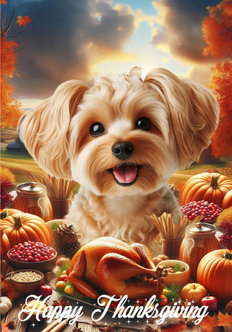 Yorkiepoo Gold - Best of Breed  Thanksgiving Outdoor House and Garden Flag