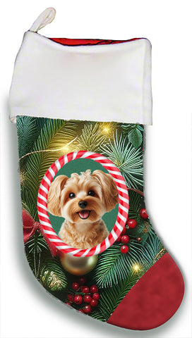 Yorkiepoo Gold - Best of Breed  Christmas Stocking 13.5"  Red Gaming Cloth with Red Lining ,Plush White Cuff