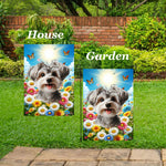 Yorkiepoo Silver -  Best of Breed  Summer Butterflies Outdoor House and Garden Flag