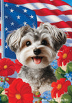 Yorkiepoo Silver -  Best of Breed  Patriotic I All-American Outdoor House and Garden Flag