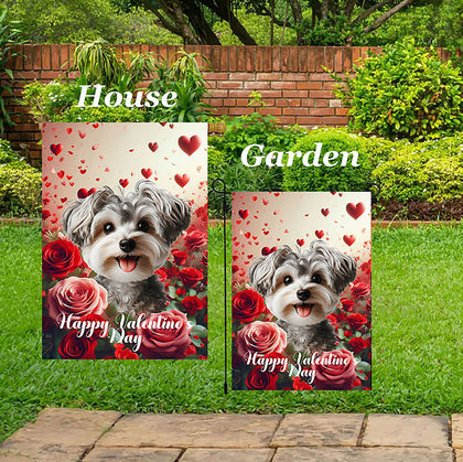 Yorkiepoo Silver -  Best of Breed  Valentine's Day Outdoor House and Garden Flag