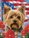 Yorkie Puppy Cut - Best of Breed  Patriotic I All-American Outdoor House and Garden Flag