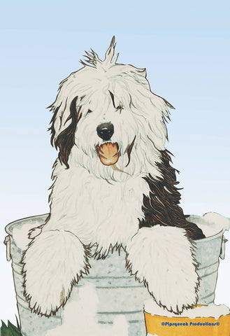 Old English Sheepdogs - Best of Breed Pipsqueak Productions Outdoor Flag