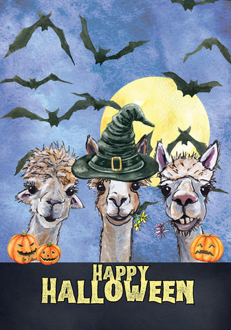 Alpaca Trio - Hippie Hound Studio Best of Breed Halloween House and Garden Flag