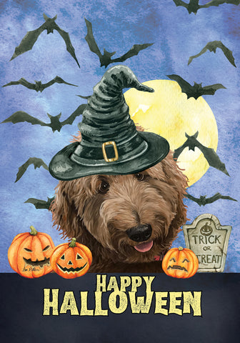 Goldendoodle Apricot - Hippie Hound Studio Best of Breed Halloween House and Garden Flag