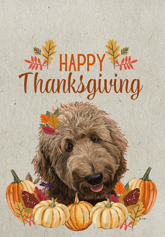 Goldendoodle Apricot - Hippie Hound Studio Best of Breed Thanksgiving House and Garden Flag