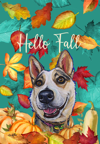 Australian Cattle Dog - Hippie Hound Studios Fall Leaves  House and Garden Flags