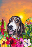 Basset Hound - Hippie Hound Studios Tropical Summer  House and Garden Flags